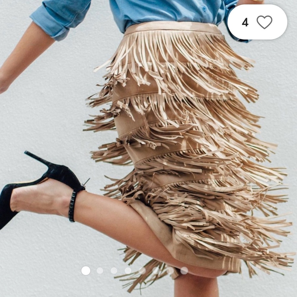 Serena Williams Suede Layered Fringe Skirt